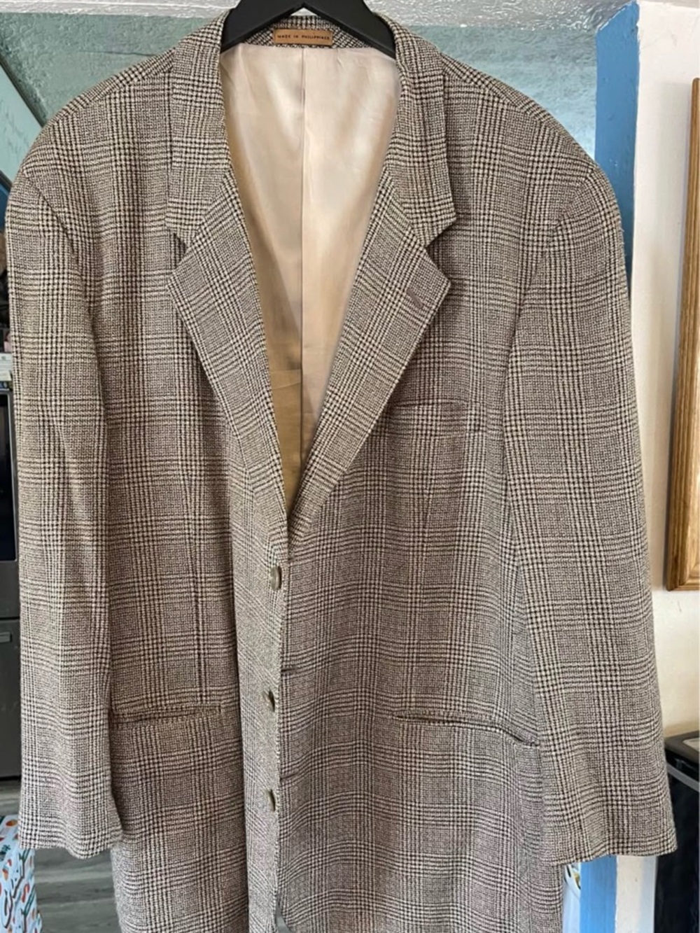 Men's Glen Plaid Sport Coat in Brown and Cream